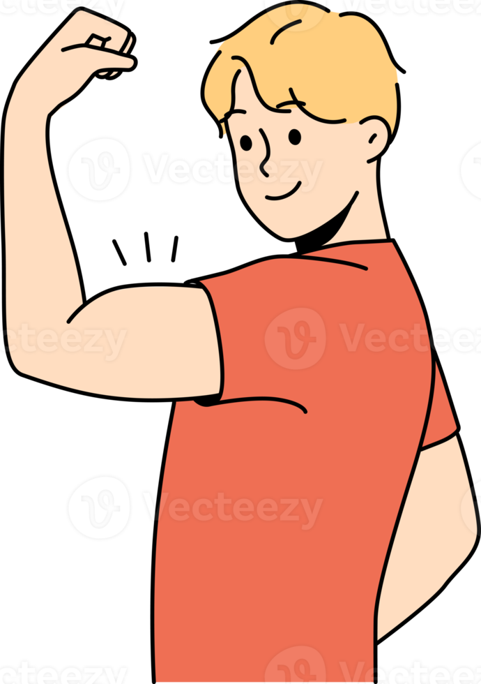 Smiling man showing muscles png