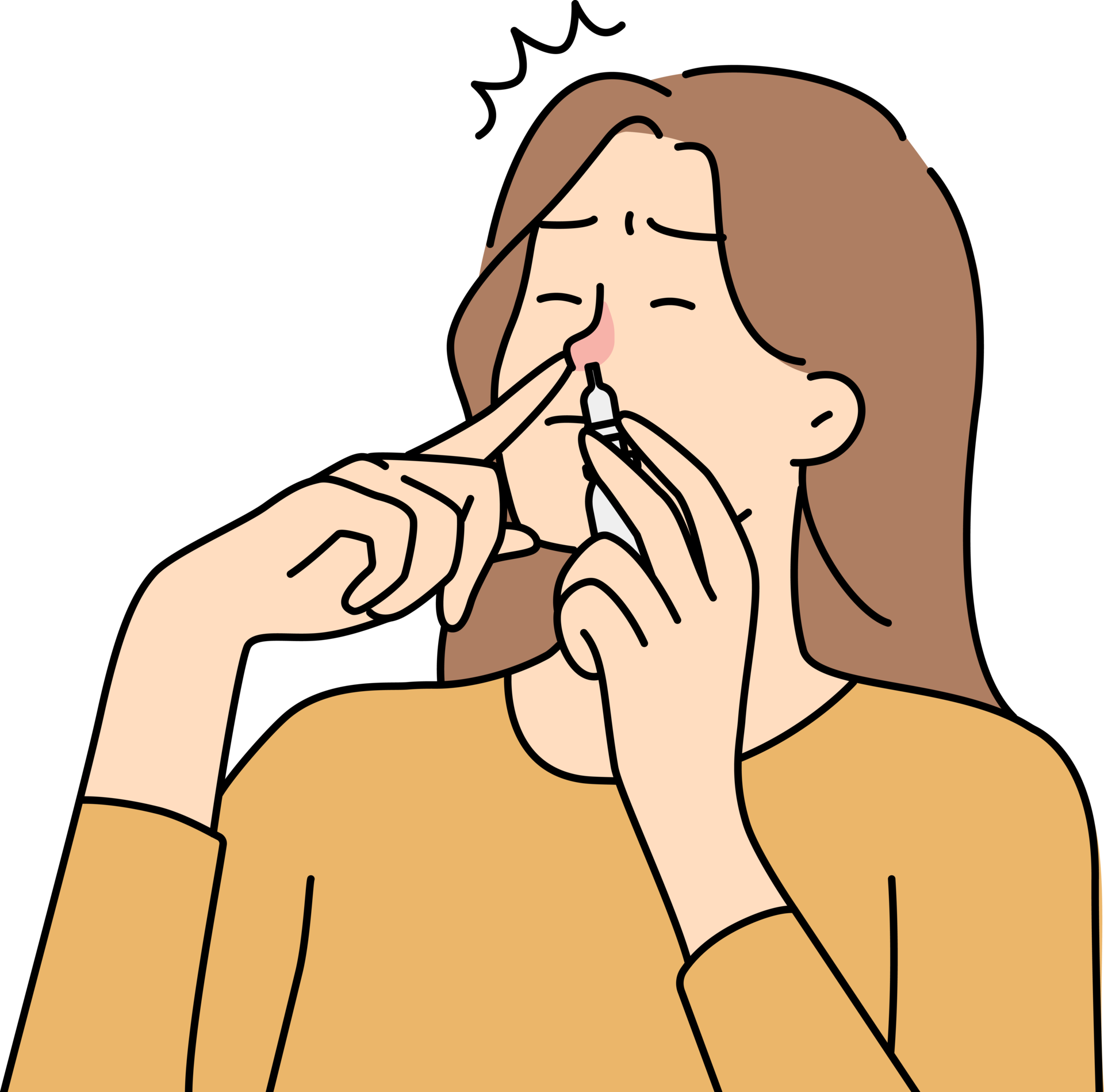 Unwell Woman Use Drops For Runny Nose 21469020 Png