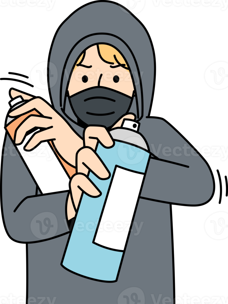 man i huva med måla spray png