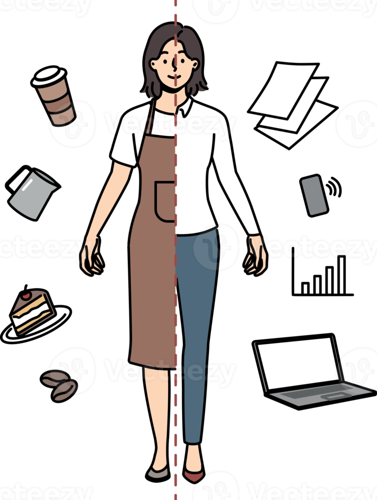 Smiling woman with different occupations png