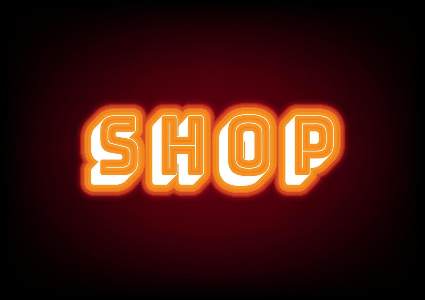 Text SHOP neon sign led light digital networking electric letters abstract background wallpaper art vector illustration