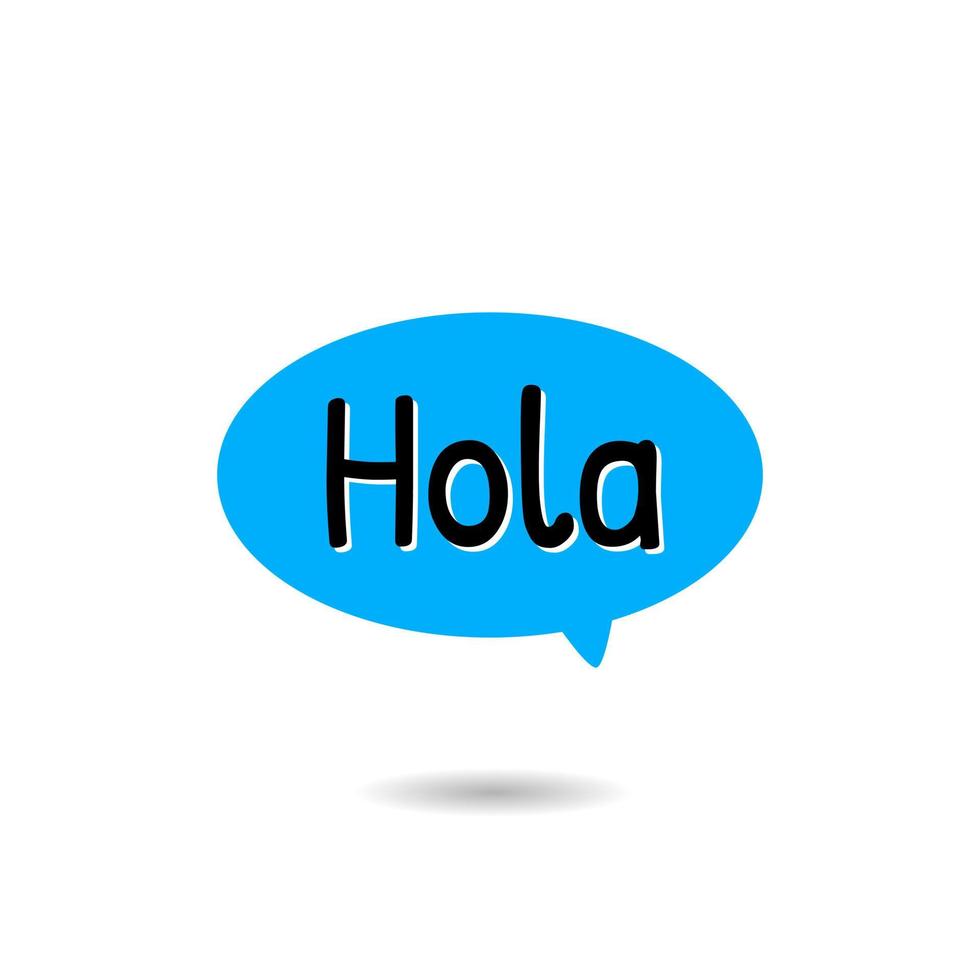 Hola Spanish Greeting Speech Bubble Text Design Vector