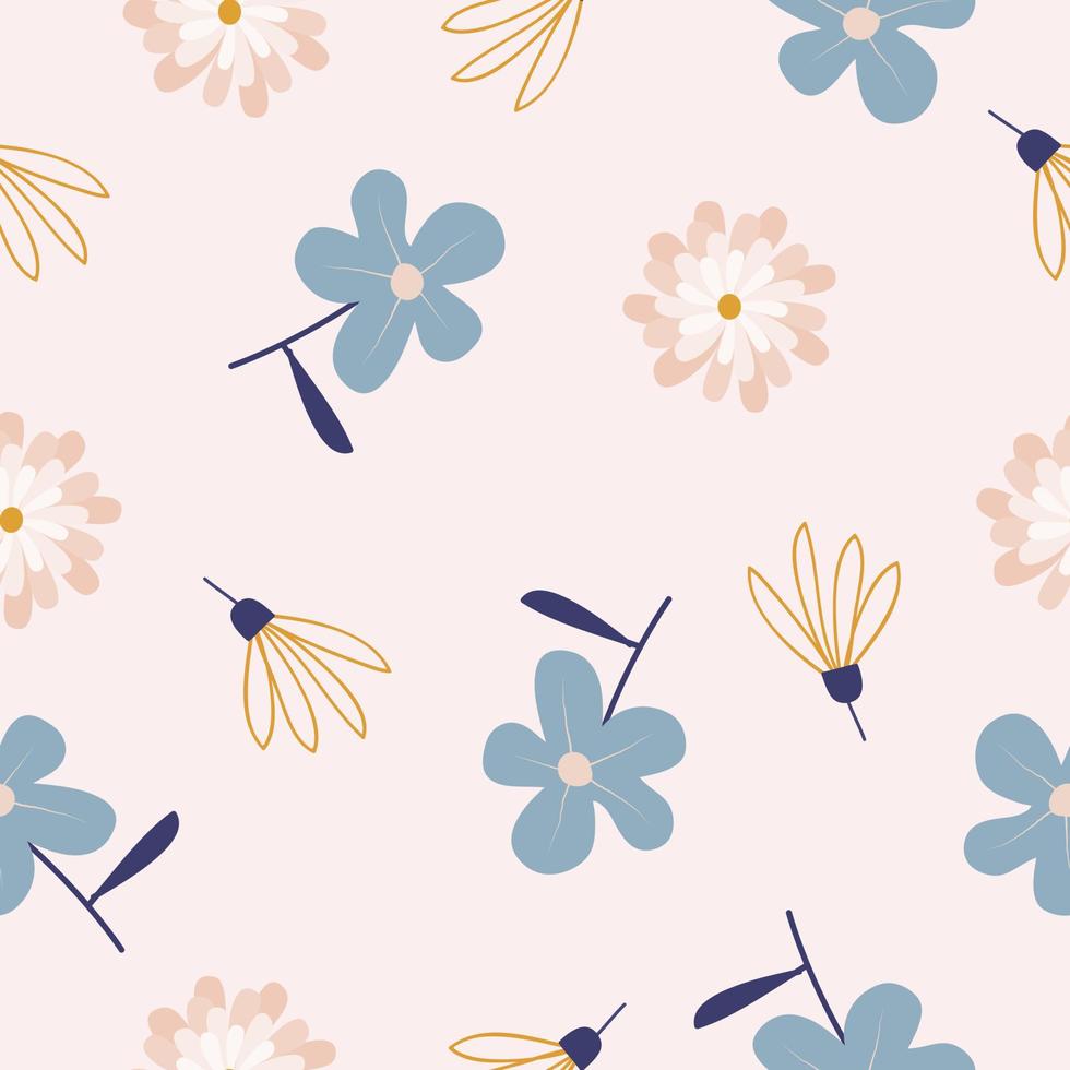 Seamless cute hand drawn floral  pattern background vector illustration for design