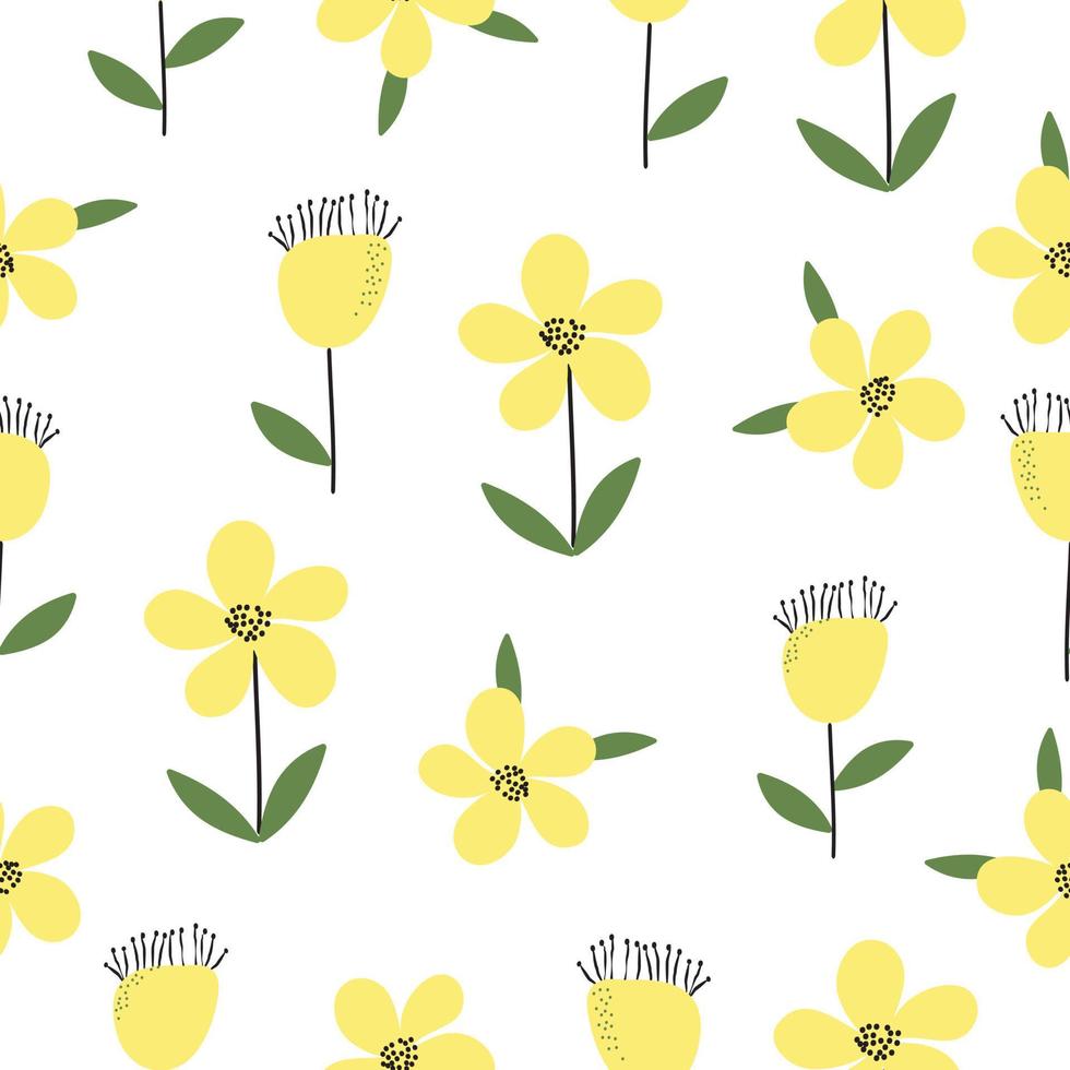 Seamless cute hand drawn floral  pattern background vector illustration for design