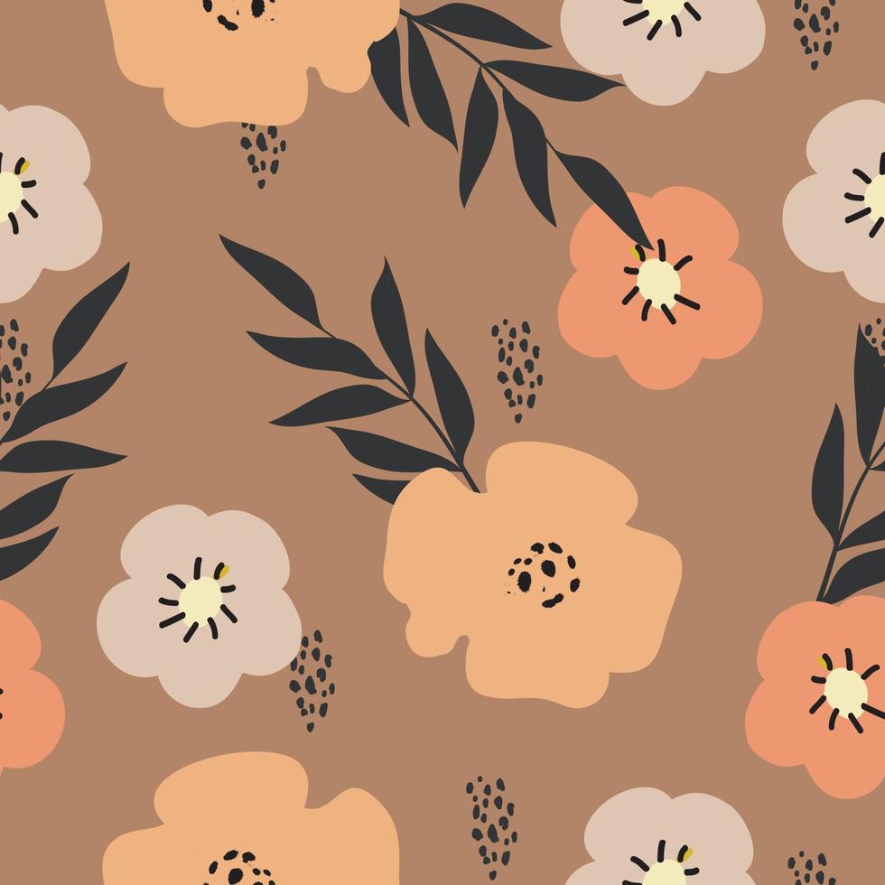 ilustración de vector de fondo transparente de patrón floral vintage dibujado a mano lindo para moda, tela, papel tapiz y diseño de impresión