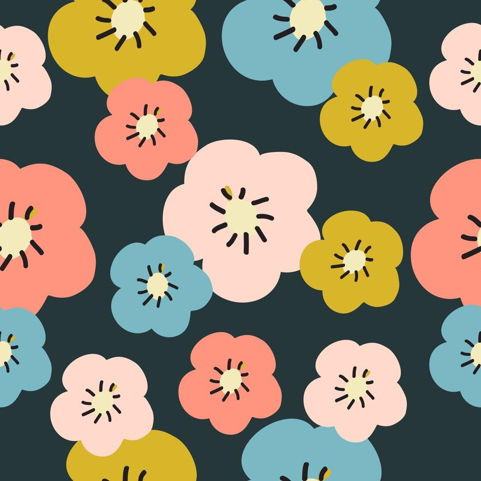 ilustración de vector de fondo transparente de patrón floral vintage dibujado a mano lindo para moda, tela, papel tapiz y diseño de impresión