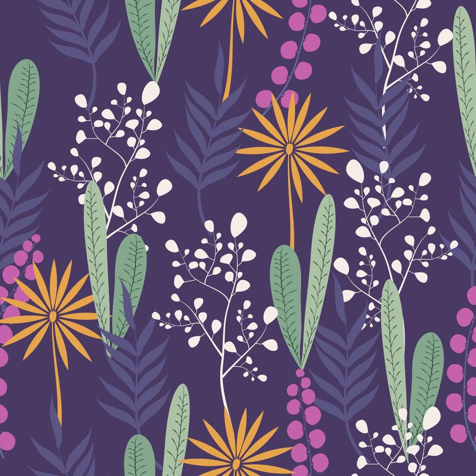 ilustración de vector de fondo transparente de patrón floral vintage dibujado a mano lindo para moda, tela, papel tapiz y diseño de impresión