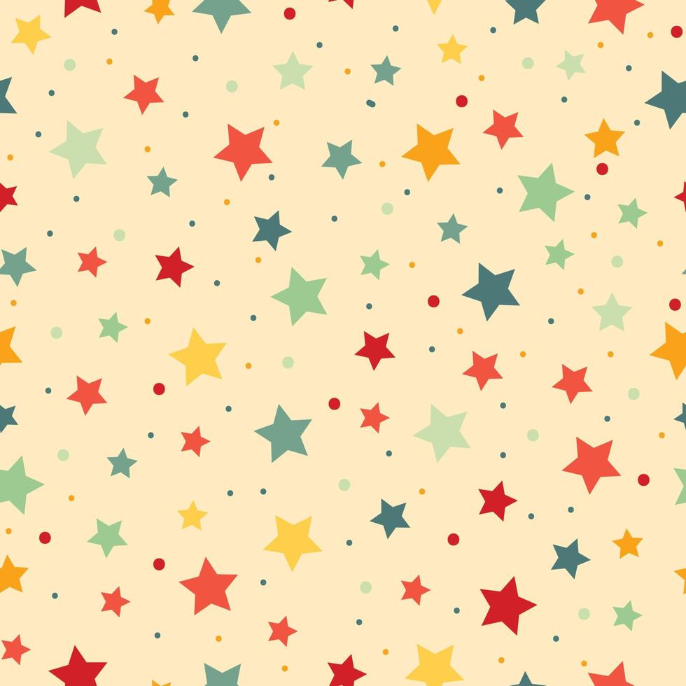 Abstract colorful star and dot pattern background seamless vector
