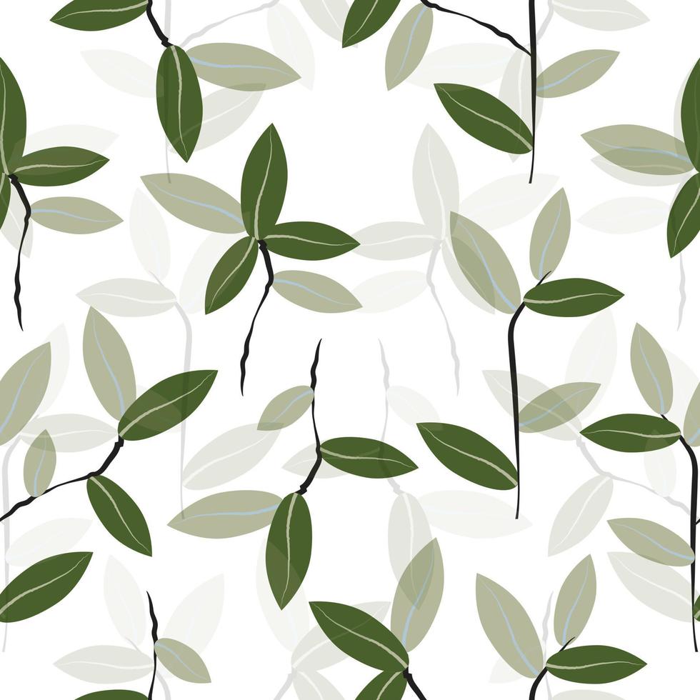 Seamless pattern with simple and elegant leaves plant vector