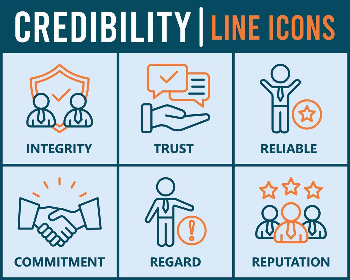 Credibility banner web icon vector illustration concept with icon of integrity, trust, reliable, authentic, commitment, regard, and reputation