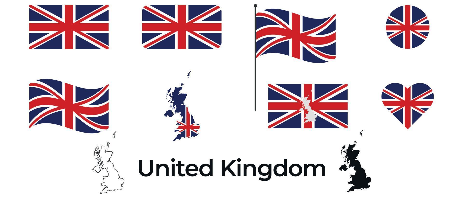 Flag of United Kingdom. Silhouette of United Kingdom. National symbol. vector