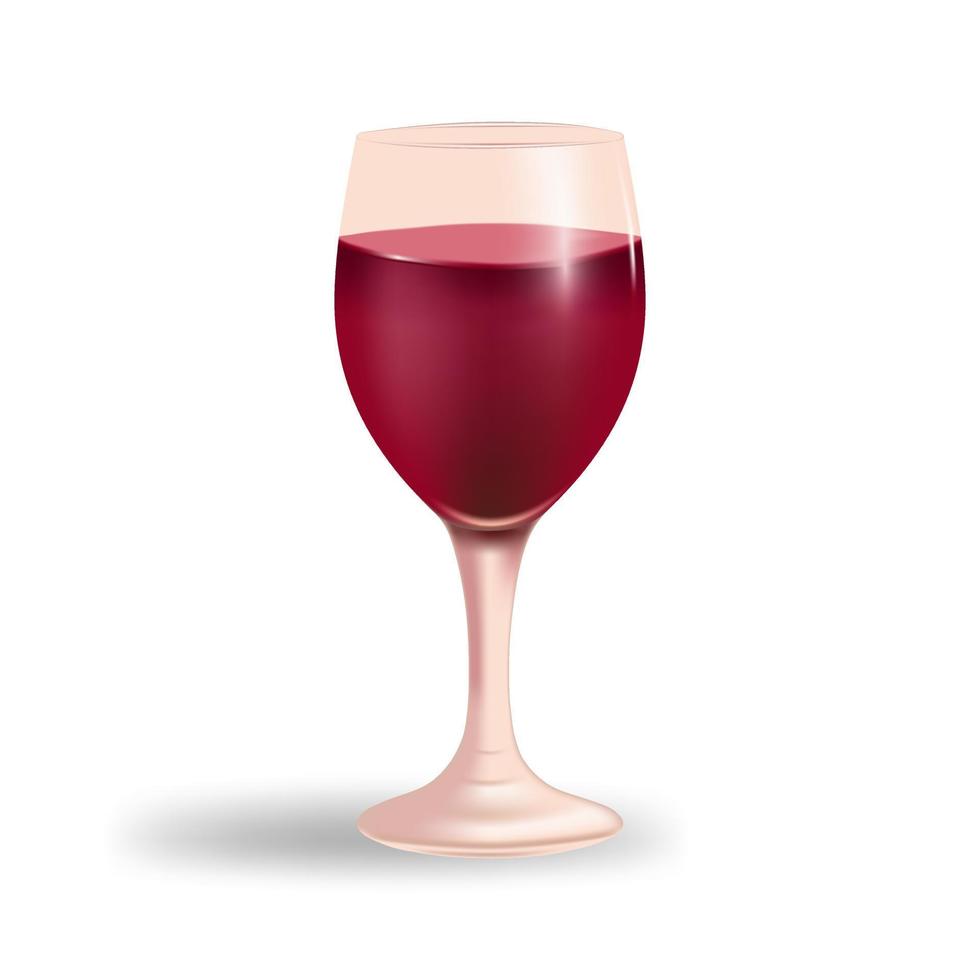 Elegant wine glass filled with red wine on a clean white background. The design is perfect for use in projects related to wine, beverage, celebration, and luxury. vector