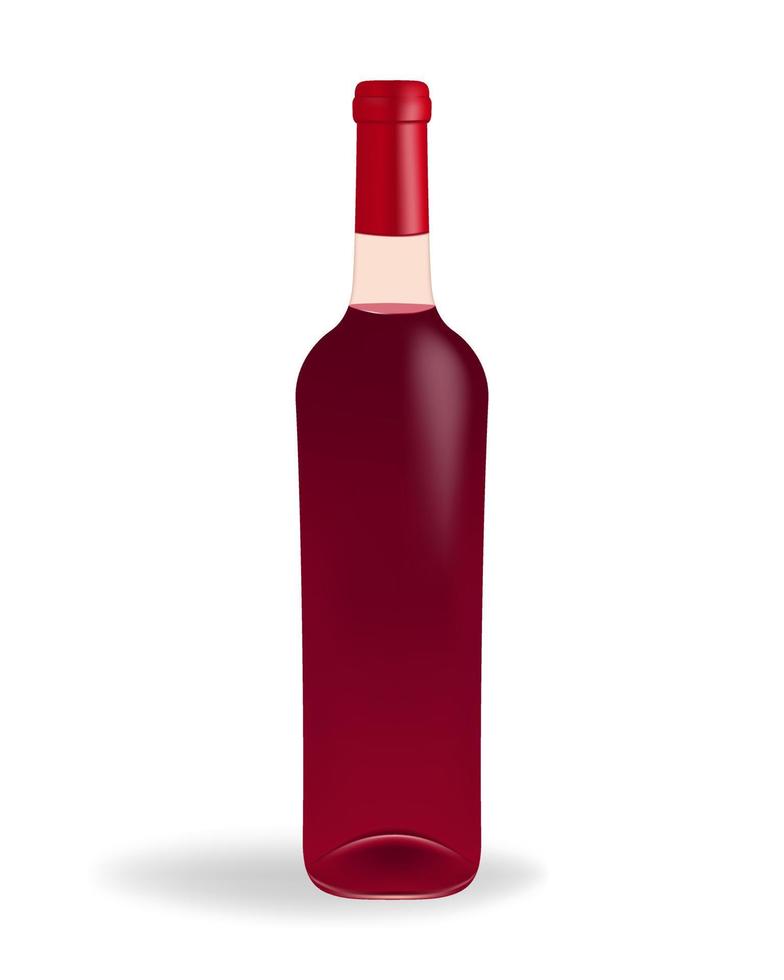 Glass bottle filled with red wine on a clean white background. Perfect for wine lists, menus, or any project related to wine, beverage, celebration, and luxury. vector