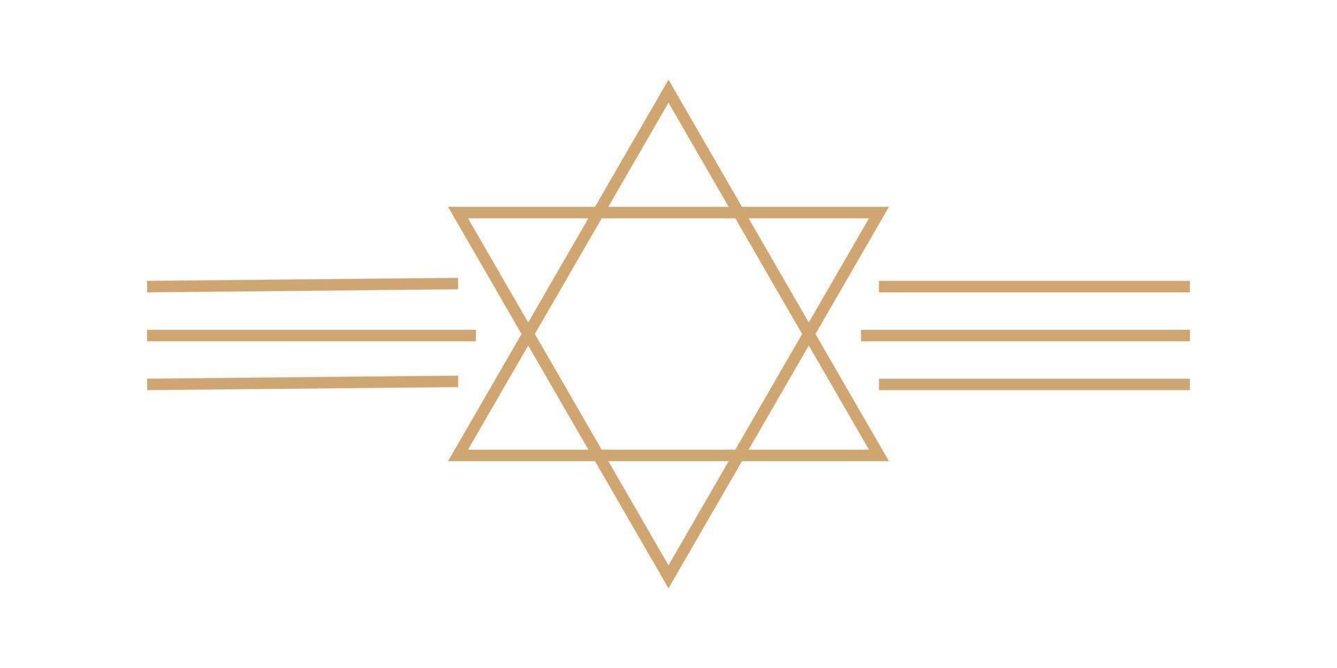 Beige outline image of the Star of David. The Star of David is a symbol commonly associated with Jewish identity and Judaism. Vector illustration.