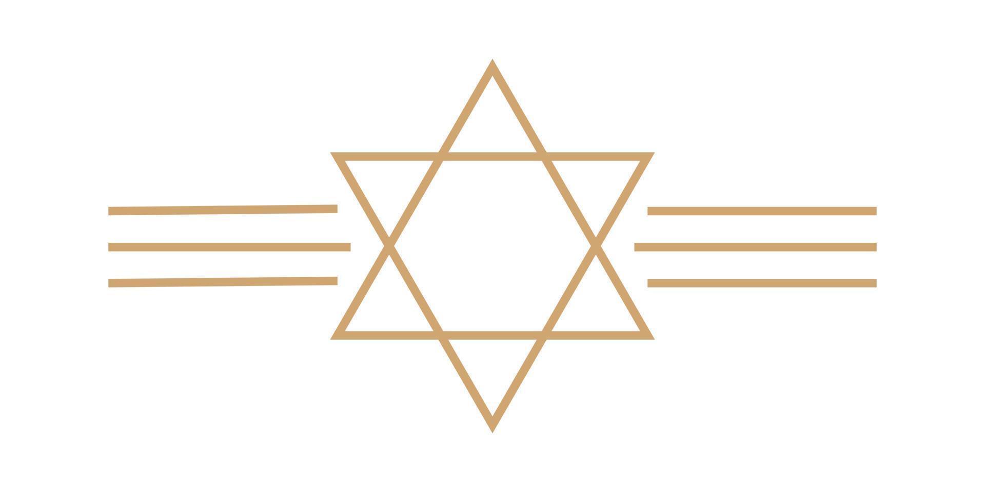 Beige outline image of the Star of David. The Star of David is a symbol commonly associated with Jewish identity and Judaism. Vector illustration.