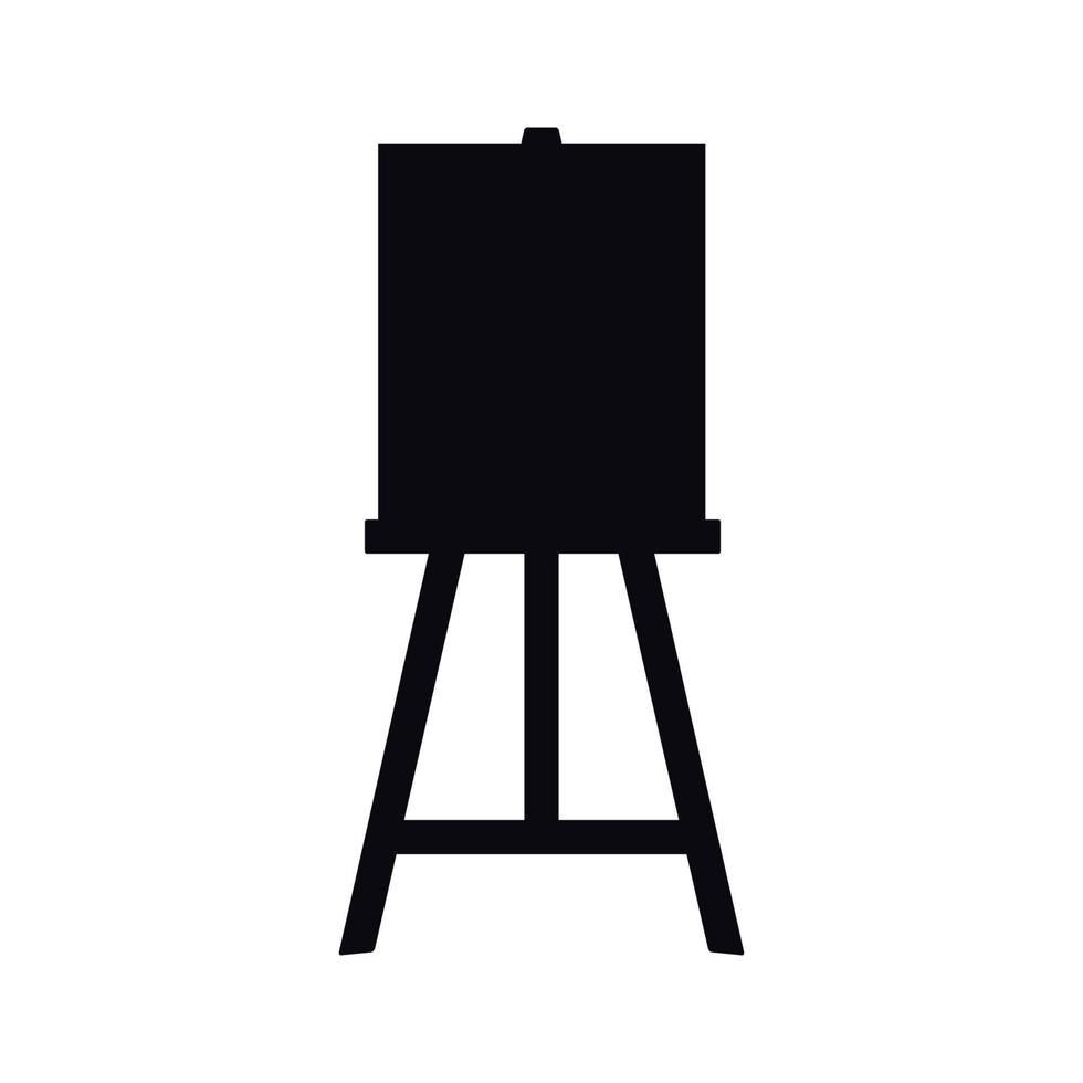 Flat vector painting tools in childish style. Hand drawn art supplies, easel with canvas