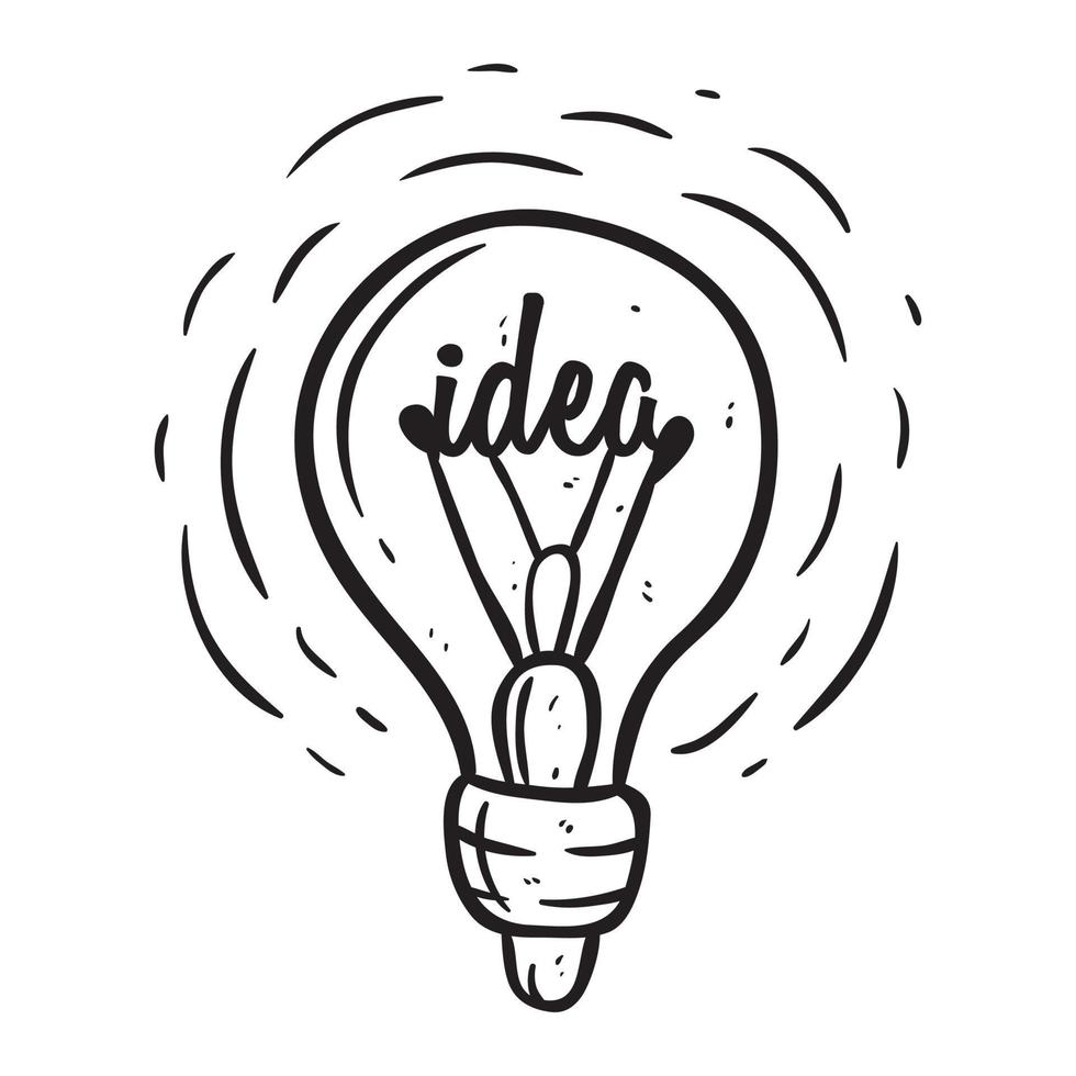 Light bulb hand drawing with idea text vector
