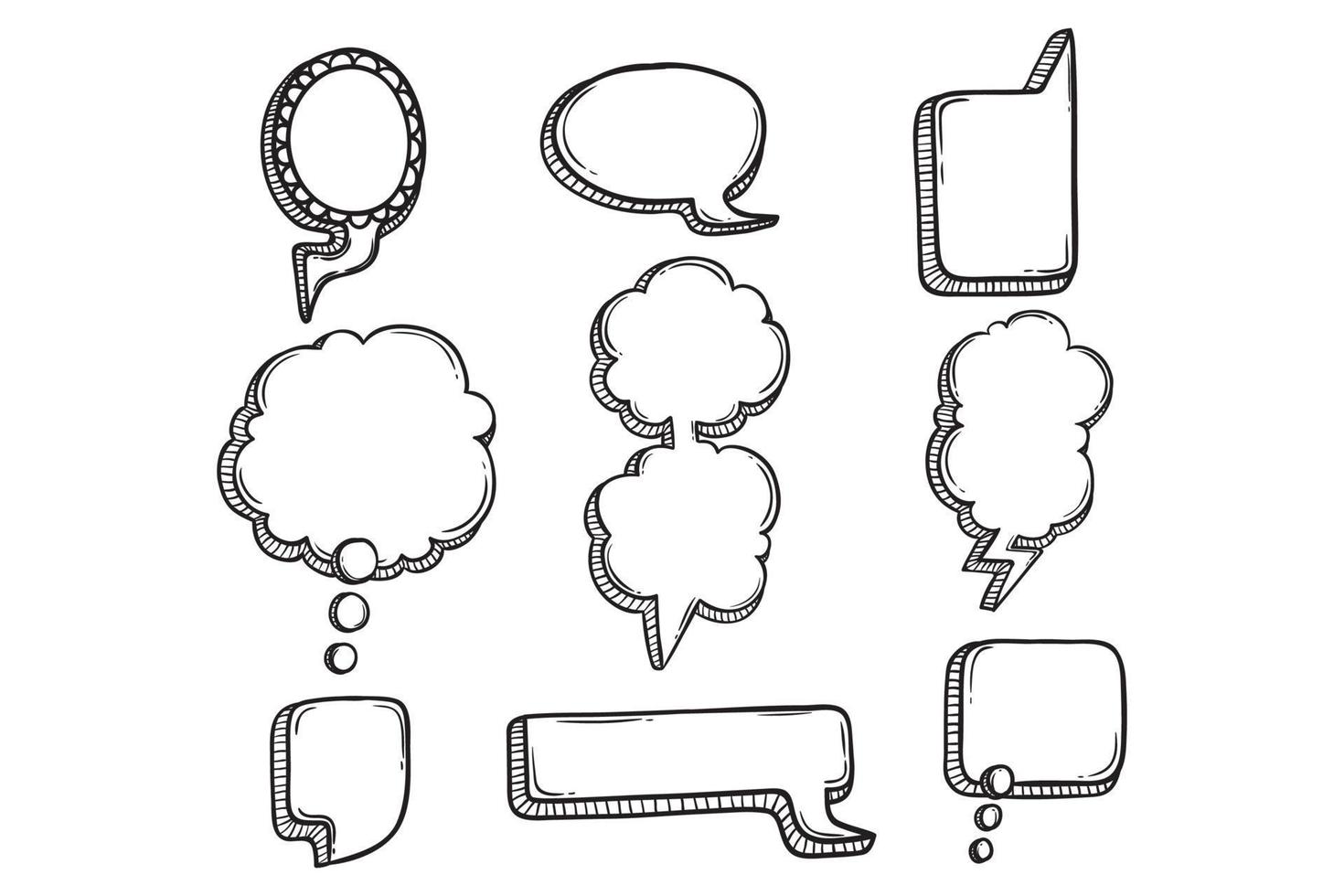 hand drawing bubble chat or bubble speech collection on white background vector