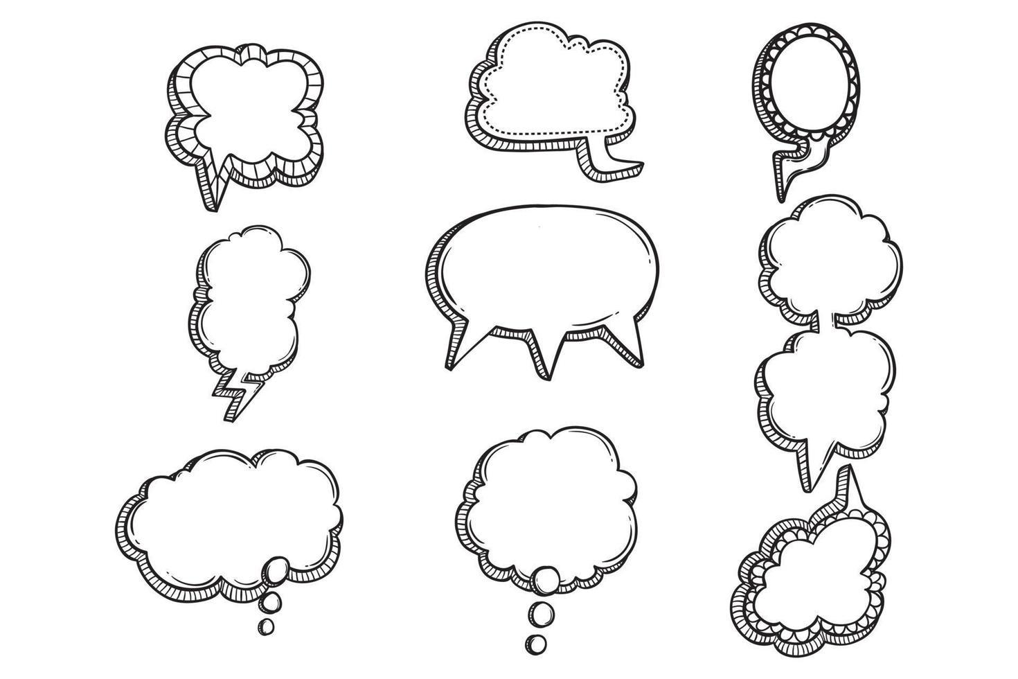 hand drawing bubble chat or bubble speech collection on white background vector