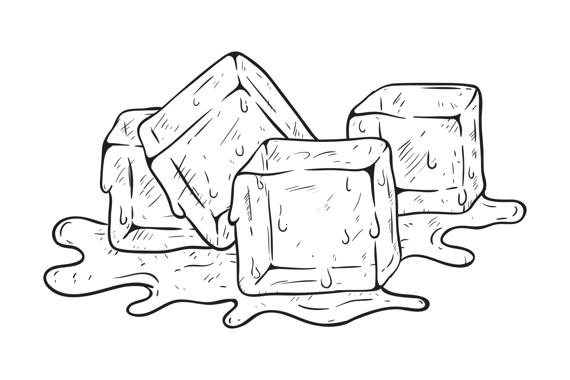 melted ice cubes with hand drawing style 21470670 Vector Art at Vecteezy