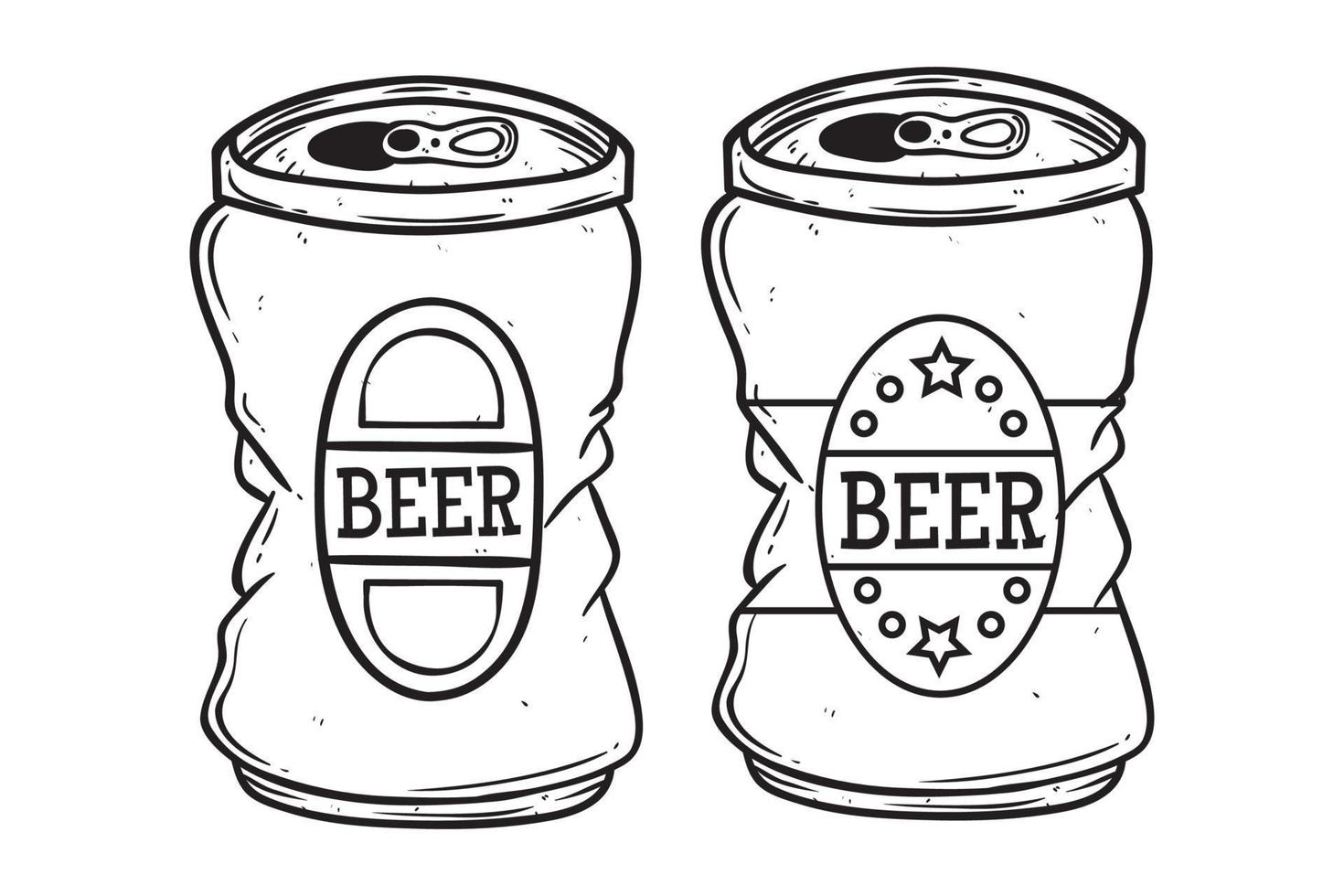 hand drawing beer can on white background vector