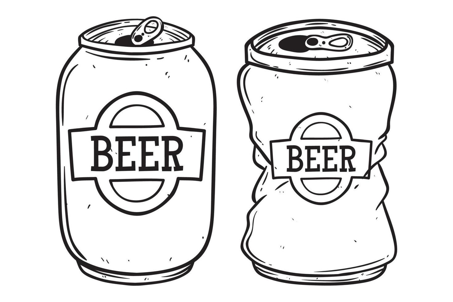 hand drawing beer can on white background vector