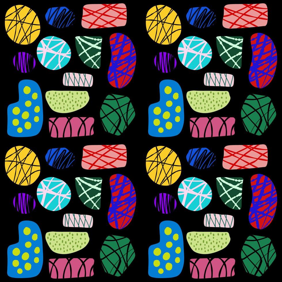 Seamless pattern with abstract colorful texture shape on black background vector