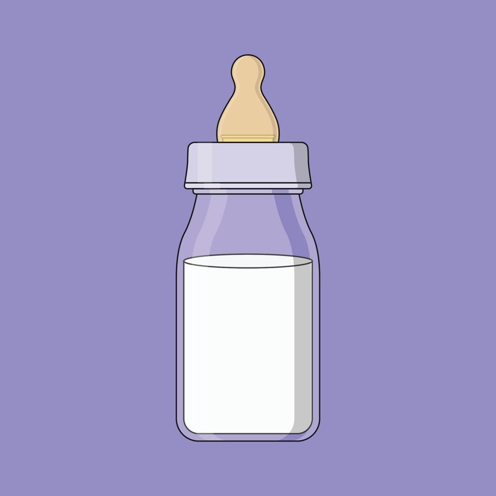 Baby Milk Bottle Vector Icon Illustration with Outline for Design Element, Clip Art, Web, Landing page, Sticker, Banner. Flat Cartoon Style