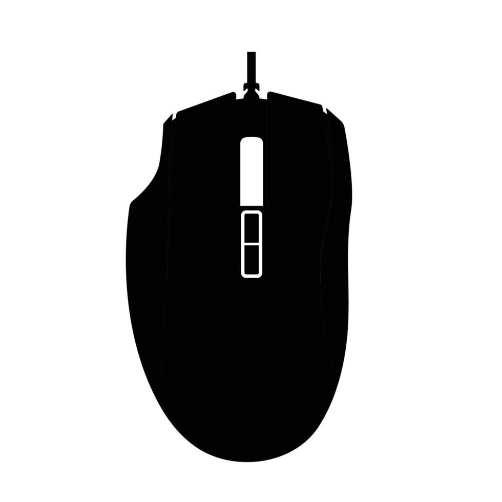 Gaming Mouse Silhouette. Black and White Icon Design Element on Isolated White Background vector