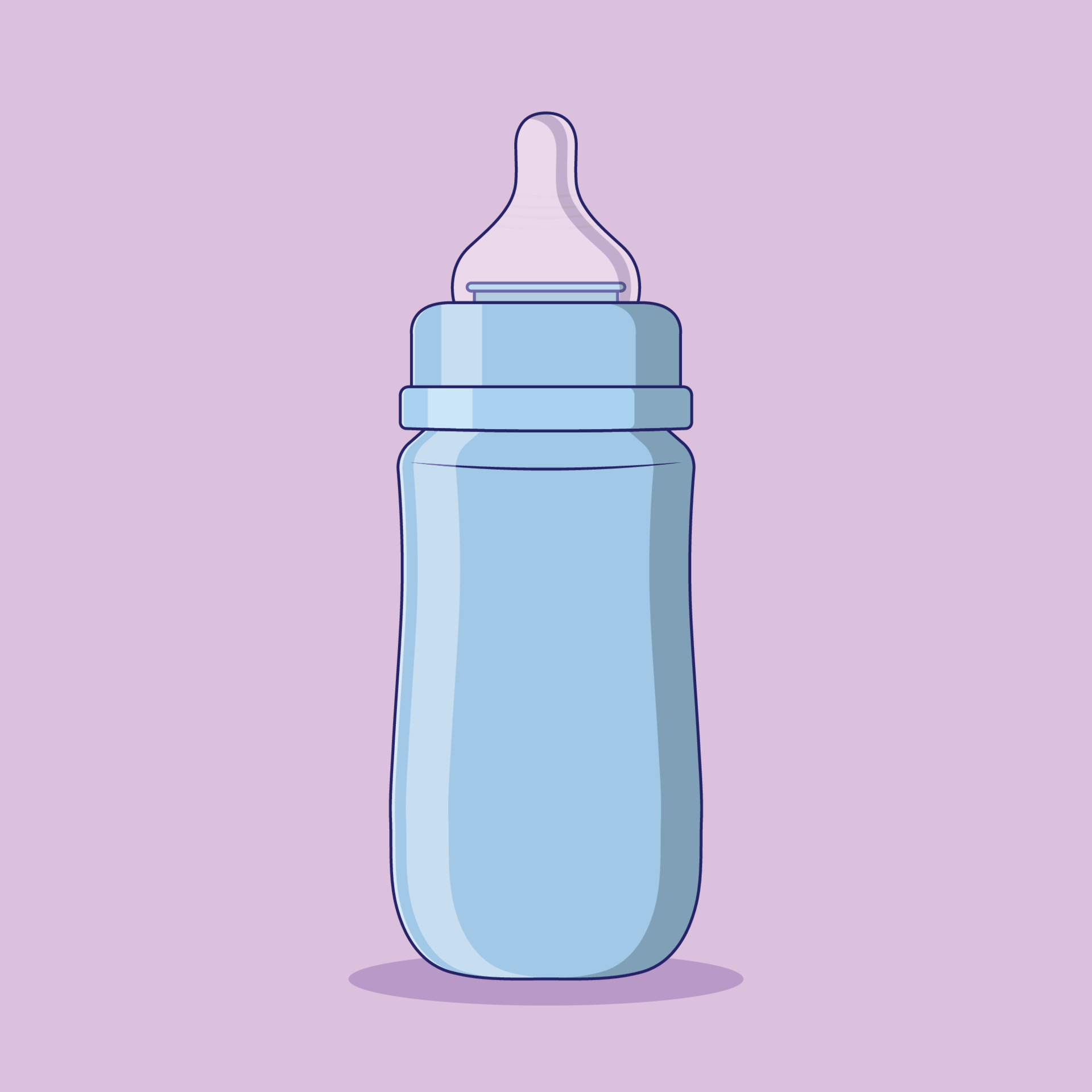 Baby Milk Bottle Vector Icon Illustration with Outline for Design