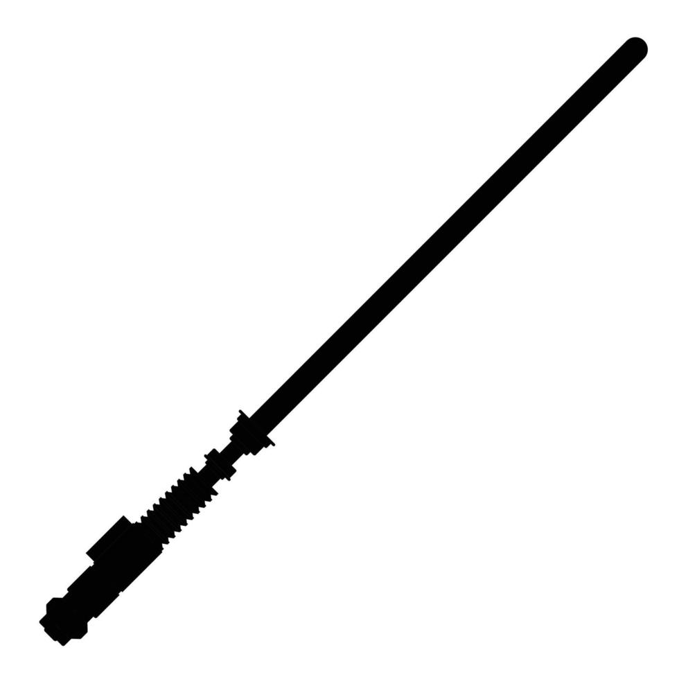 Lightsaber Silhouette. Black and White Icon Design Element on Isolated White Background vector