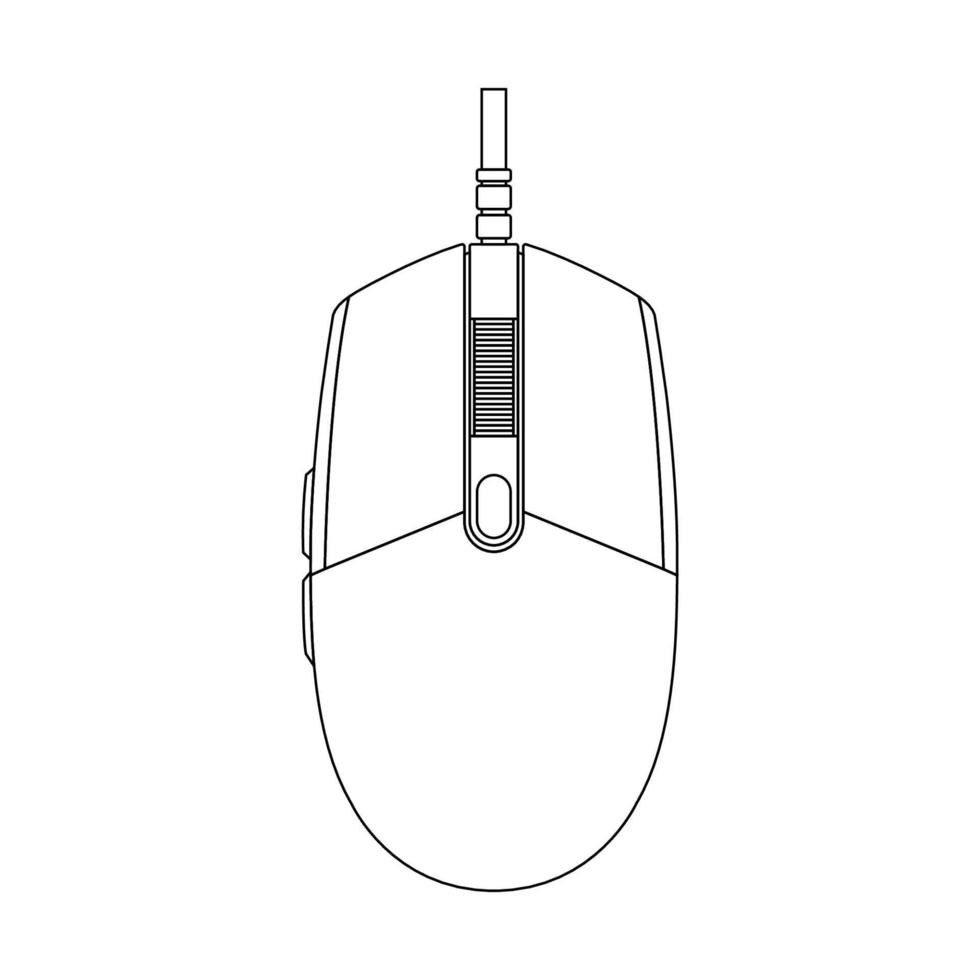 Gaming Mouse Outline Icon Illustration on Isolated White Background vector