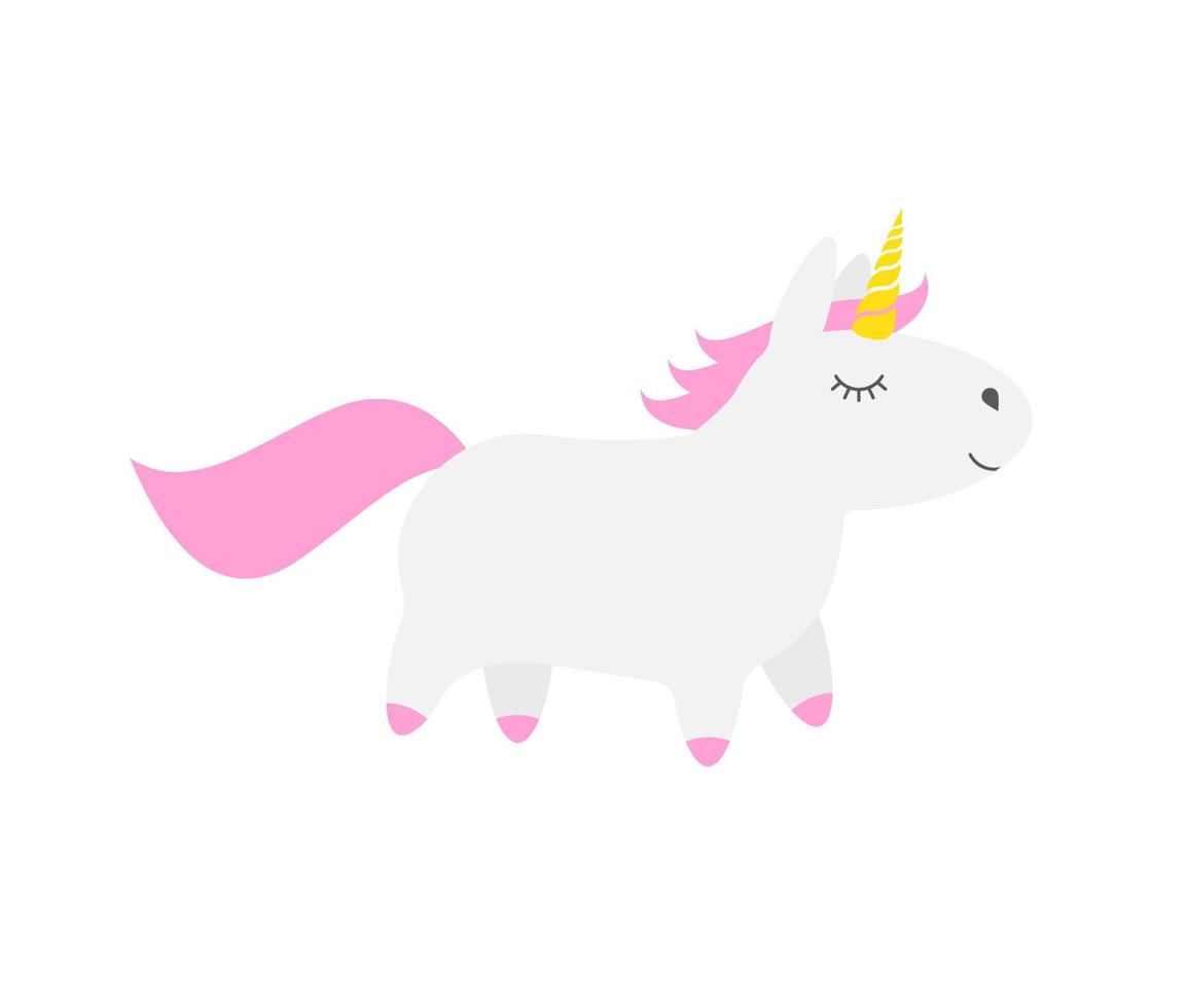 Vector flat cartoon unicorn