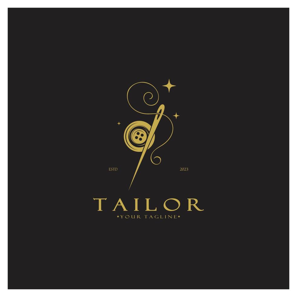 tailor logo icon illustration template combination of buttons for clothes, thread and sewing machine, for clothing product design, convection companies, fashion in vector form