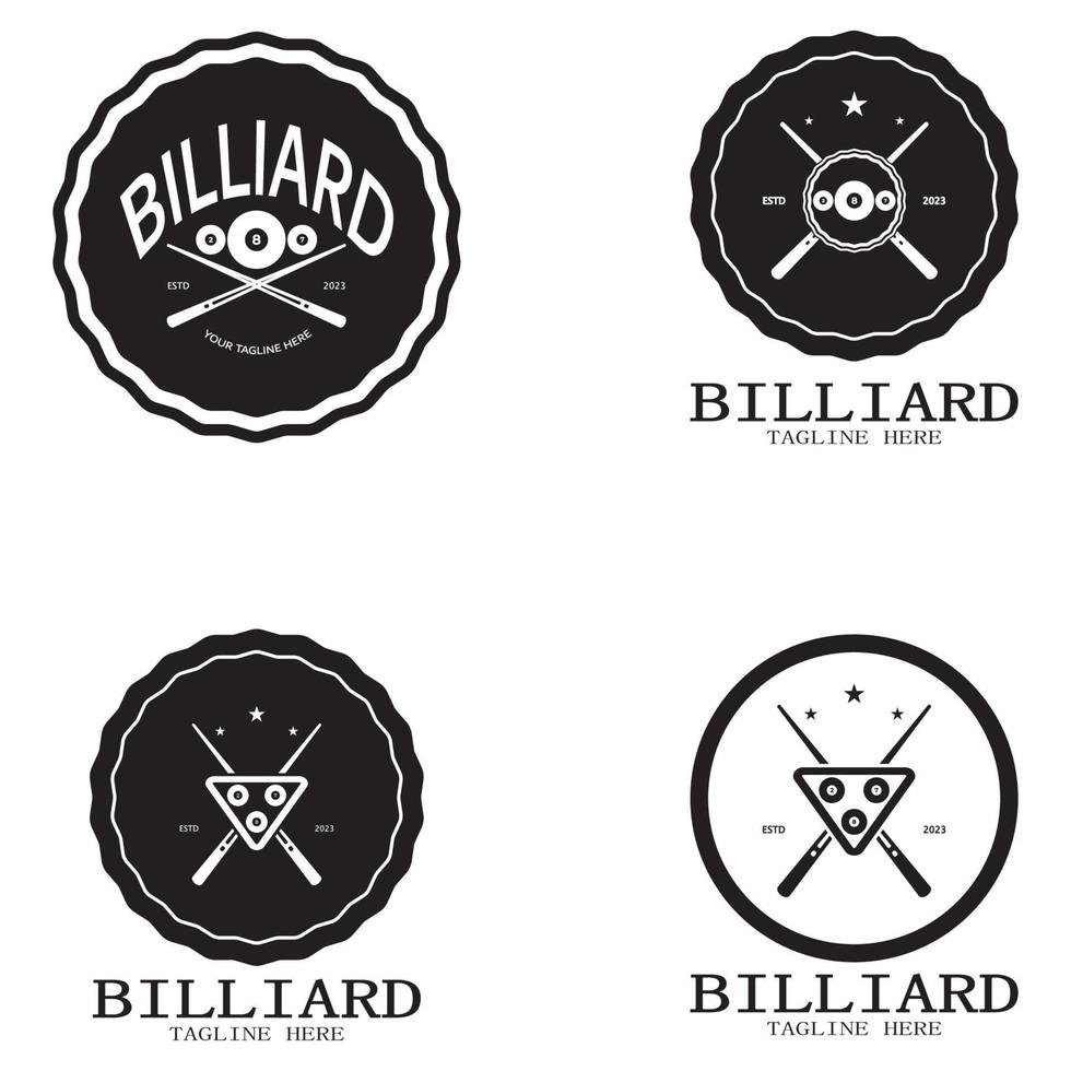 simple billiards logo template illustration with billiard balls and sticks,design for billiards booth,billiards business,bills competition,mobile billiards game,app,badge,billiards sport,vector vector