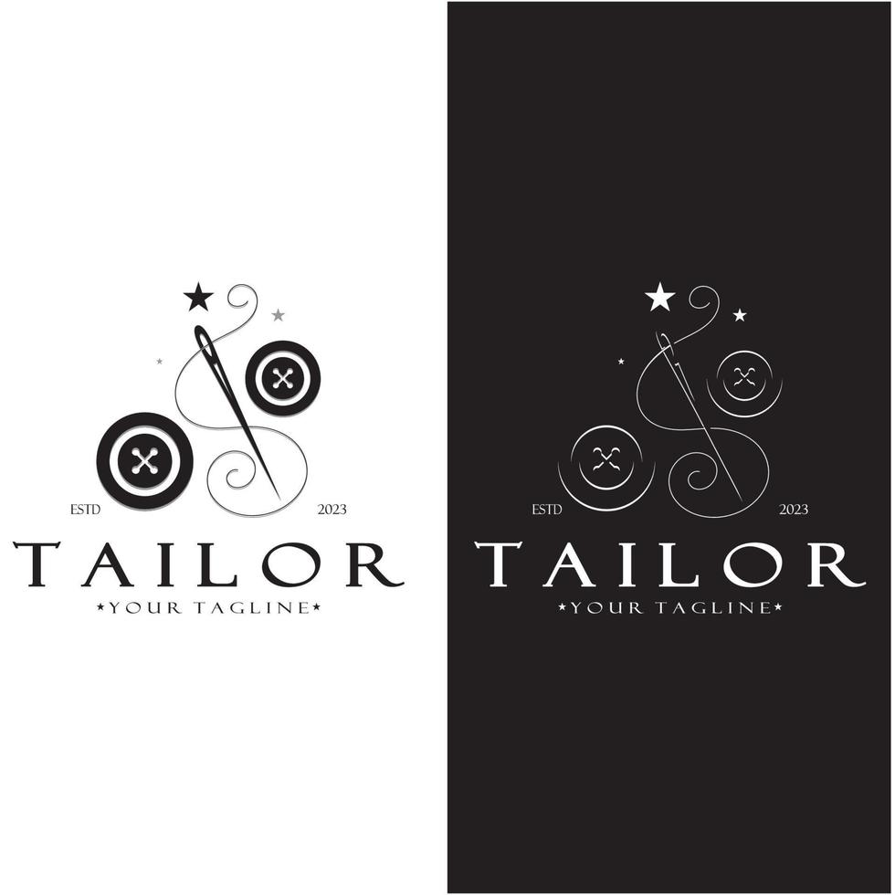 tailor logo icon illustration template combination of buttons for clothes, thread and sewing machine, for clothing product design, convection companies, fashion in vector form