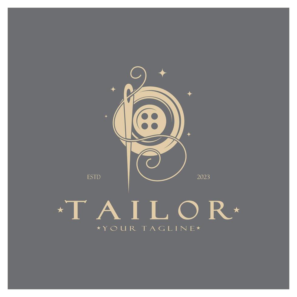 tailor logo icon illustration template combination of buttons for clothes, thread and sewing machine, for clothing product design, convection companies, fashion in vector form