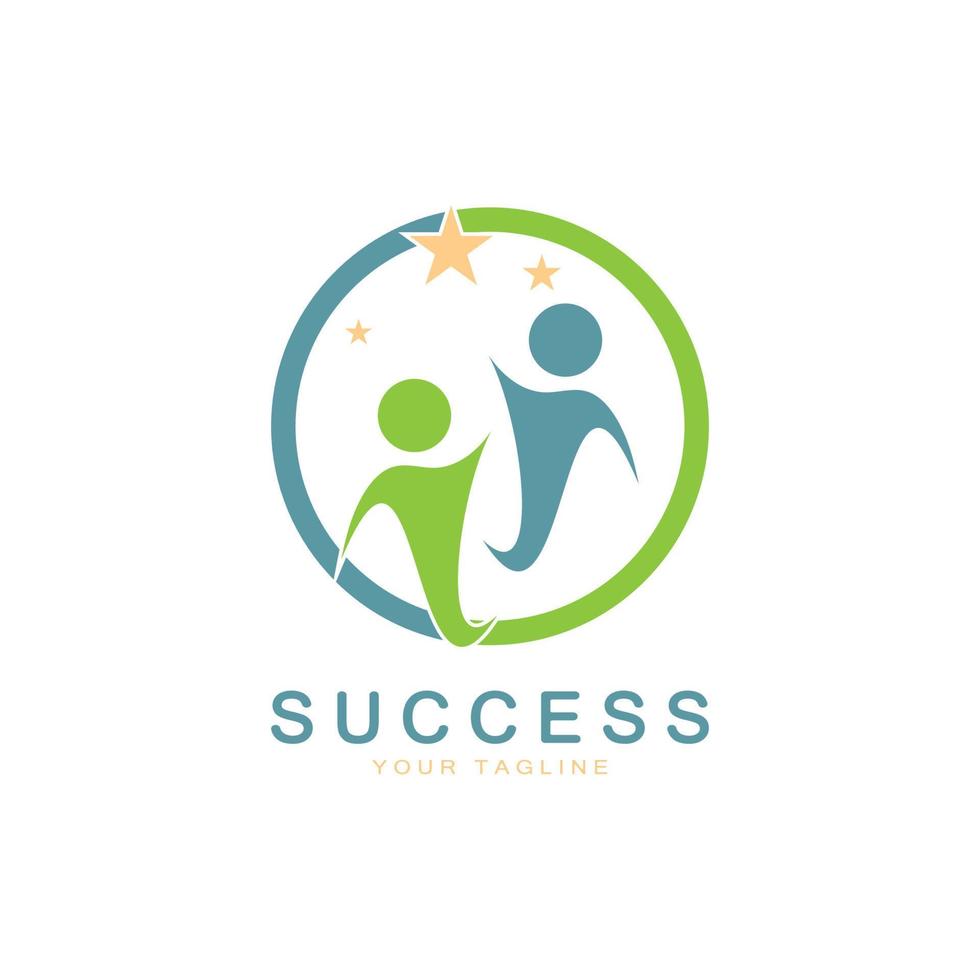 Abstract people success logo design.fun people,healthy people,sport,community people symbol vector illustration