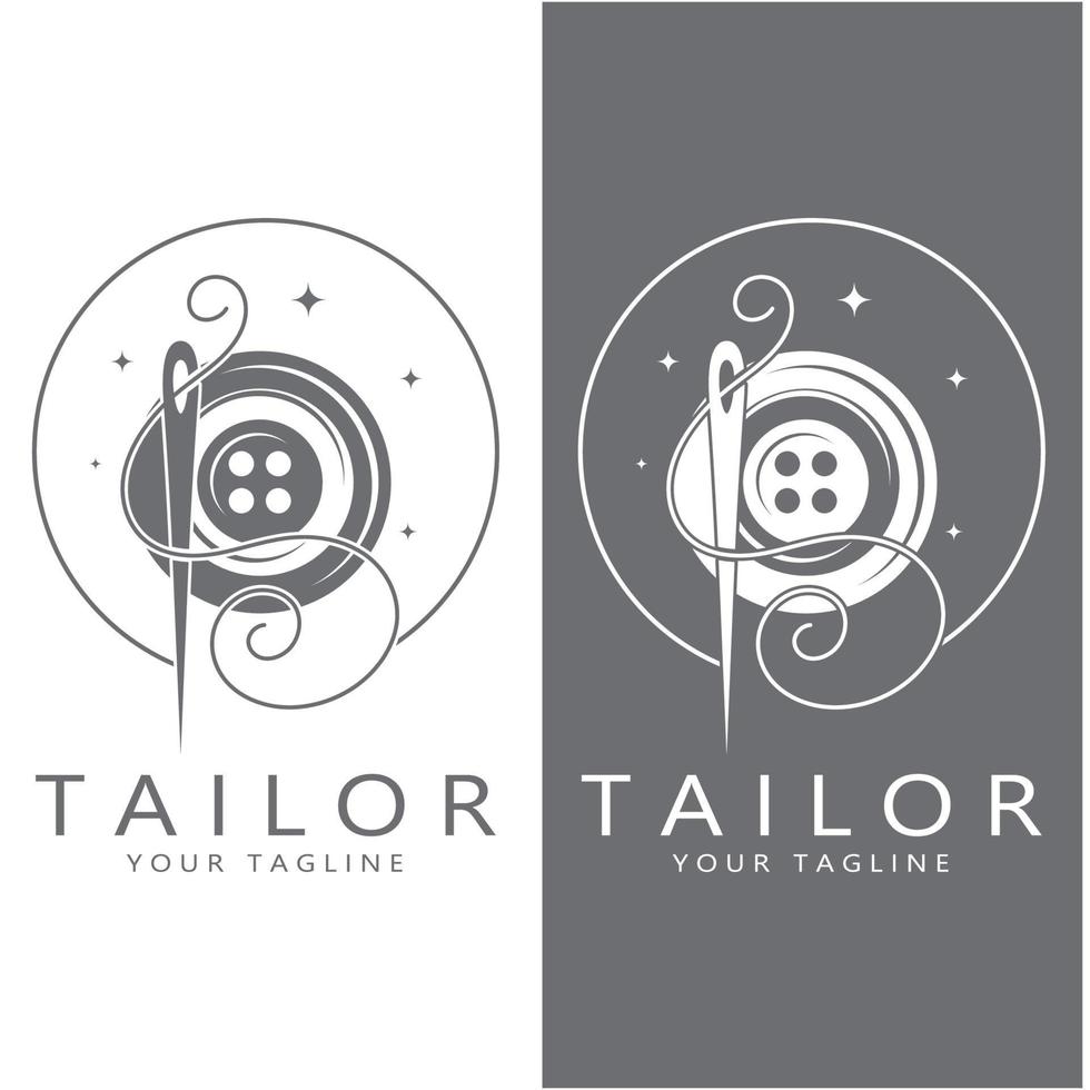 tailor logo icon illustration template combination of buttons for clothes, thread and sewing machine, for clothing product design, convection companies, fashion in vector form
