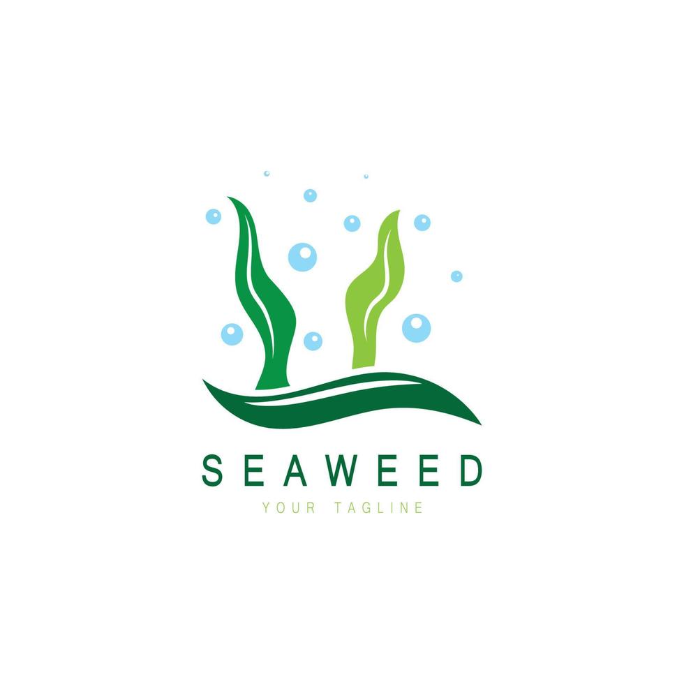 Seaweed vector logo icon illustration design.includes seafood,natural products,florist,ecology,wellness,spa.