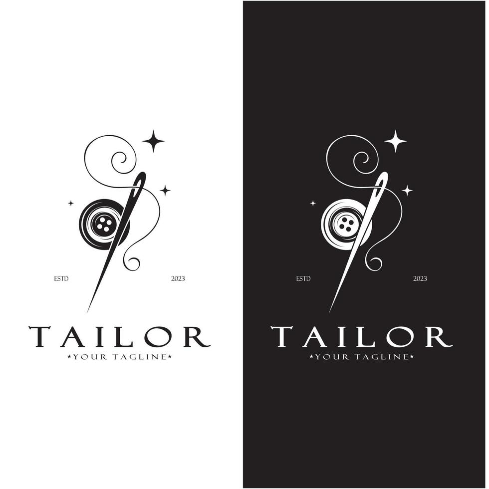 tailor logo icon illustration template combination of buttons for clothes, thread and sewing machine, for clothing product design, convection companies, fashion in vector form