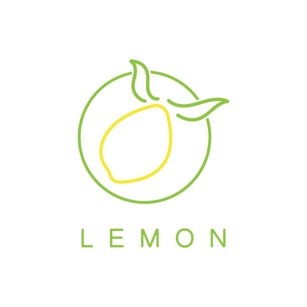 Fresco limón Fruta logo con hojas ilustración modelo. logo para limón jugo de limon jardín, fruta tienda, moderno vector. vector