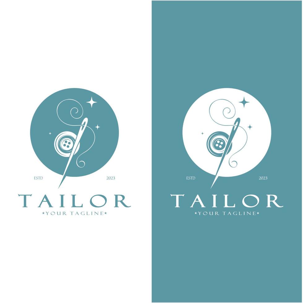 tailor logo icon illustration template combination of buttons for clothes, thread and sewing machine, for clothing product design, convection companies, fashion in vector form