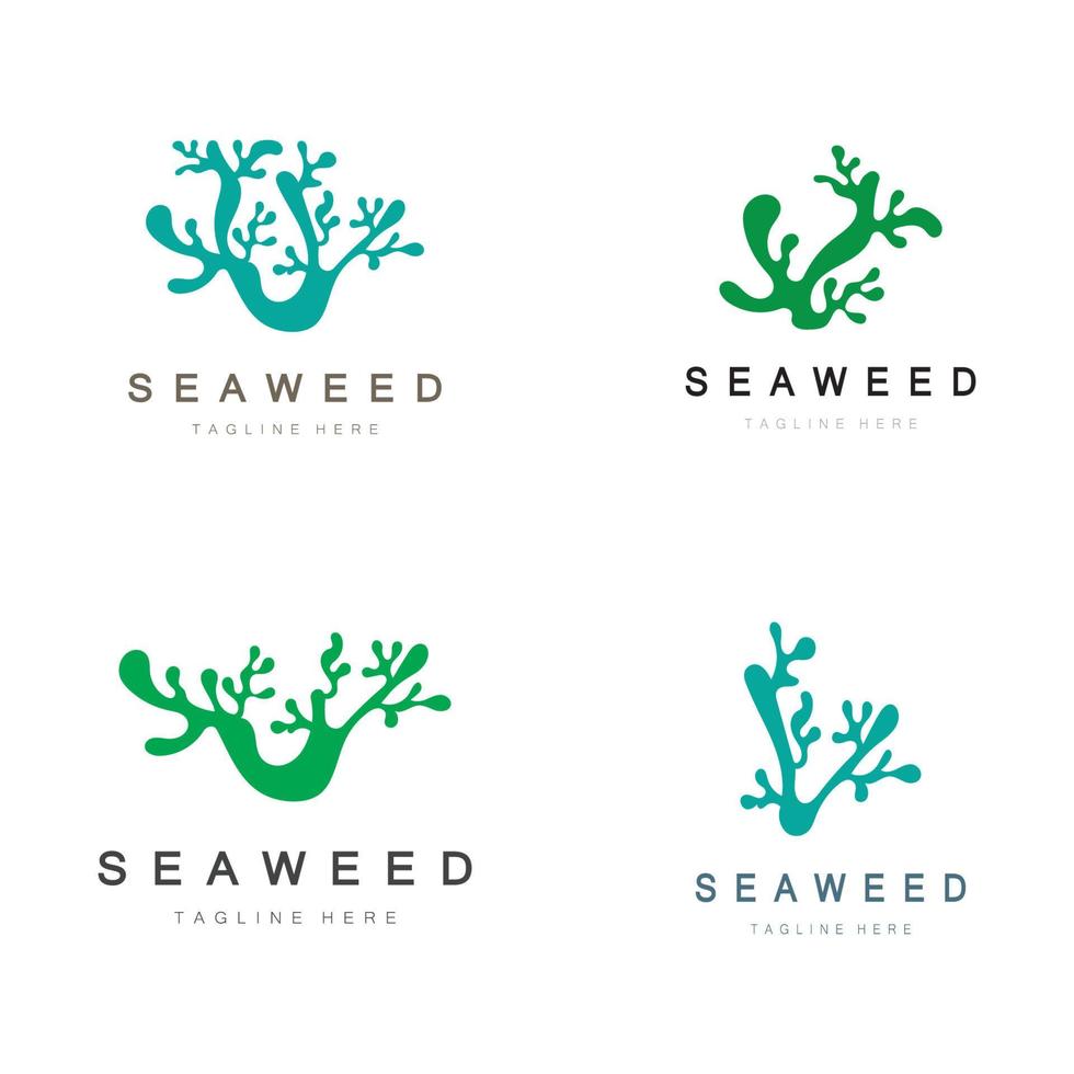 Seaweed vector logo icon illustration design.includes seafood,natural products,florist,ecology,wellness,spa.