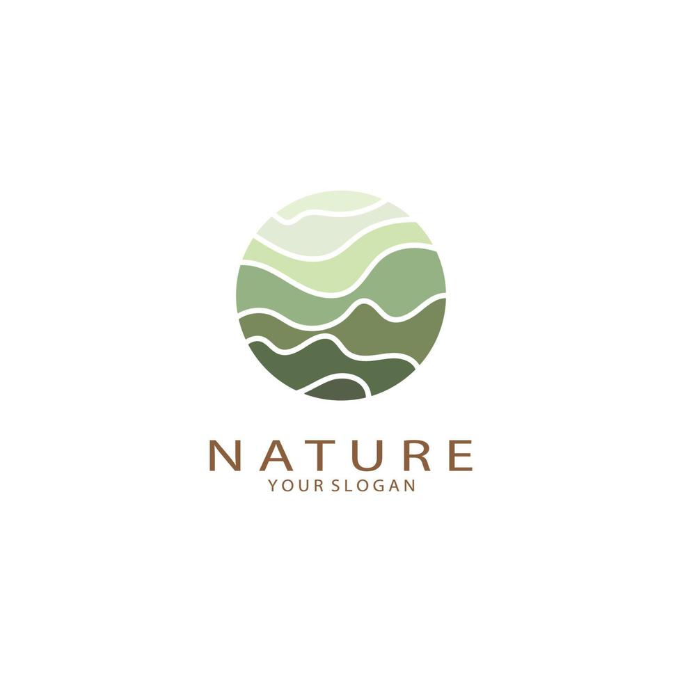 naturaleza vector logo. con árboles, ríos, mares, montañas, negocio emblemas, viaje insignias, ,ecológico salud,