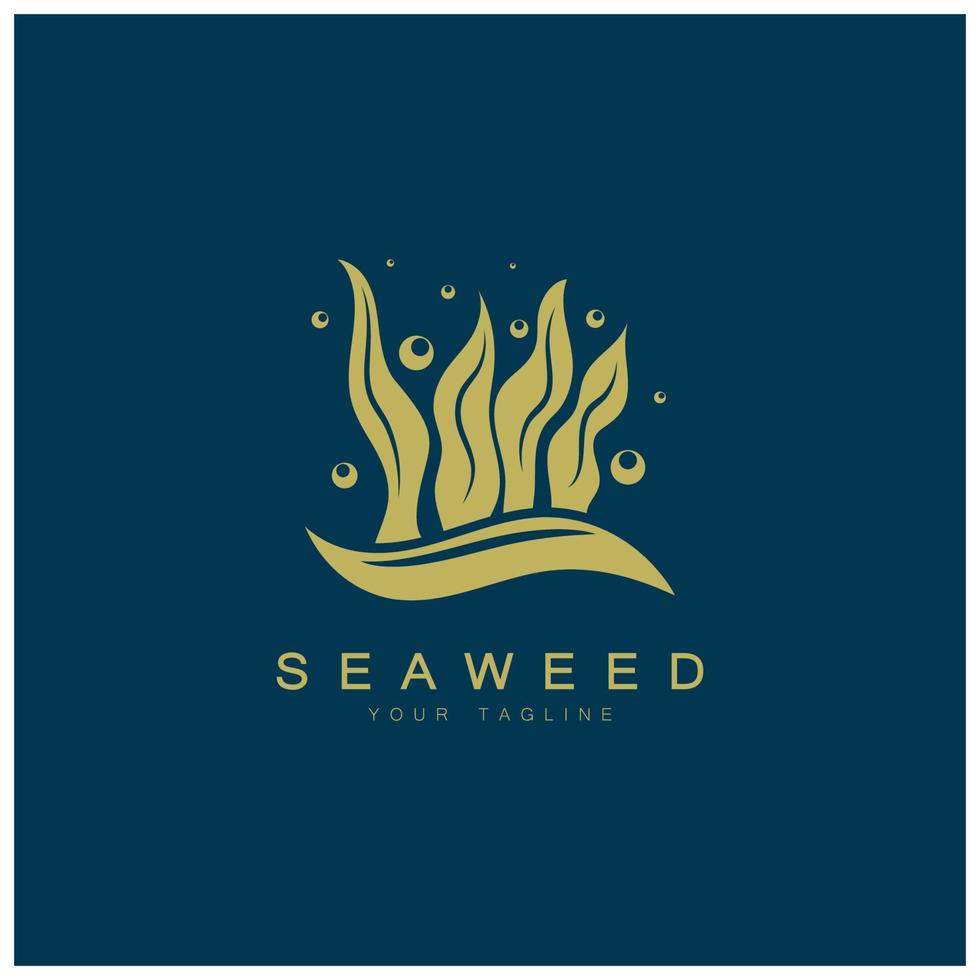 Seaweed vector logo icon illustration design.includes seafood,natural products,florist,ecology,wellness,spa.