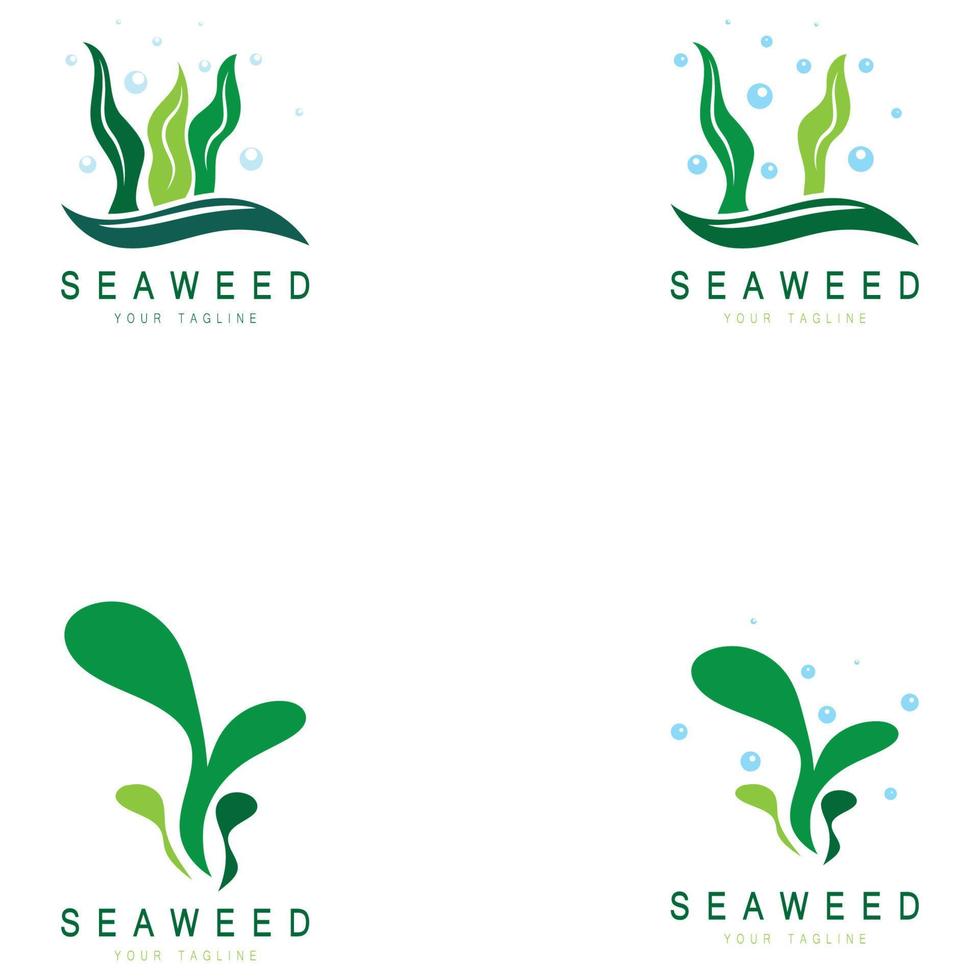 Seaweed vector logo icon illustration design.includes seafood,natural products,florist,ecology,wellness,spa.