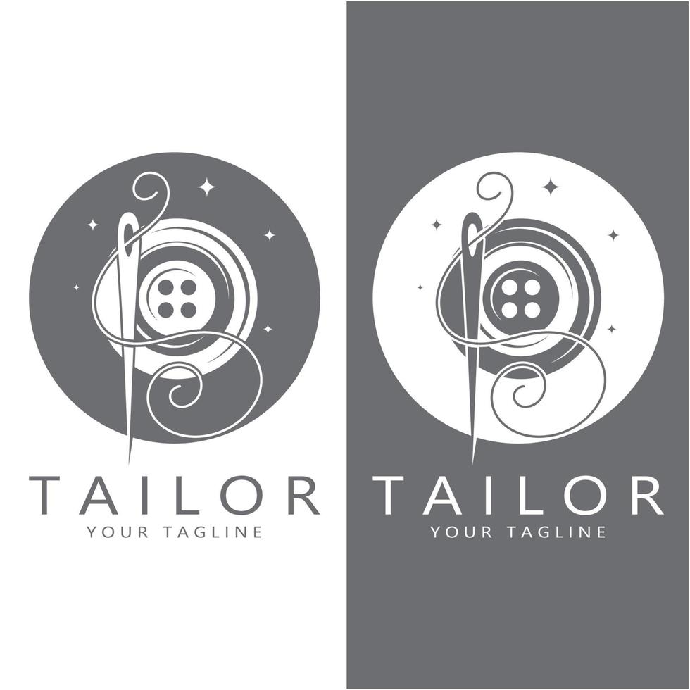 tailor logo icon illustration template combination of buttons for clothes, thread and sewing machine, for clothing product design, convection companies, fashion in vector form