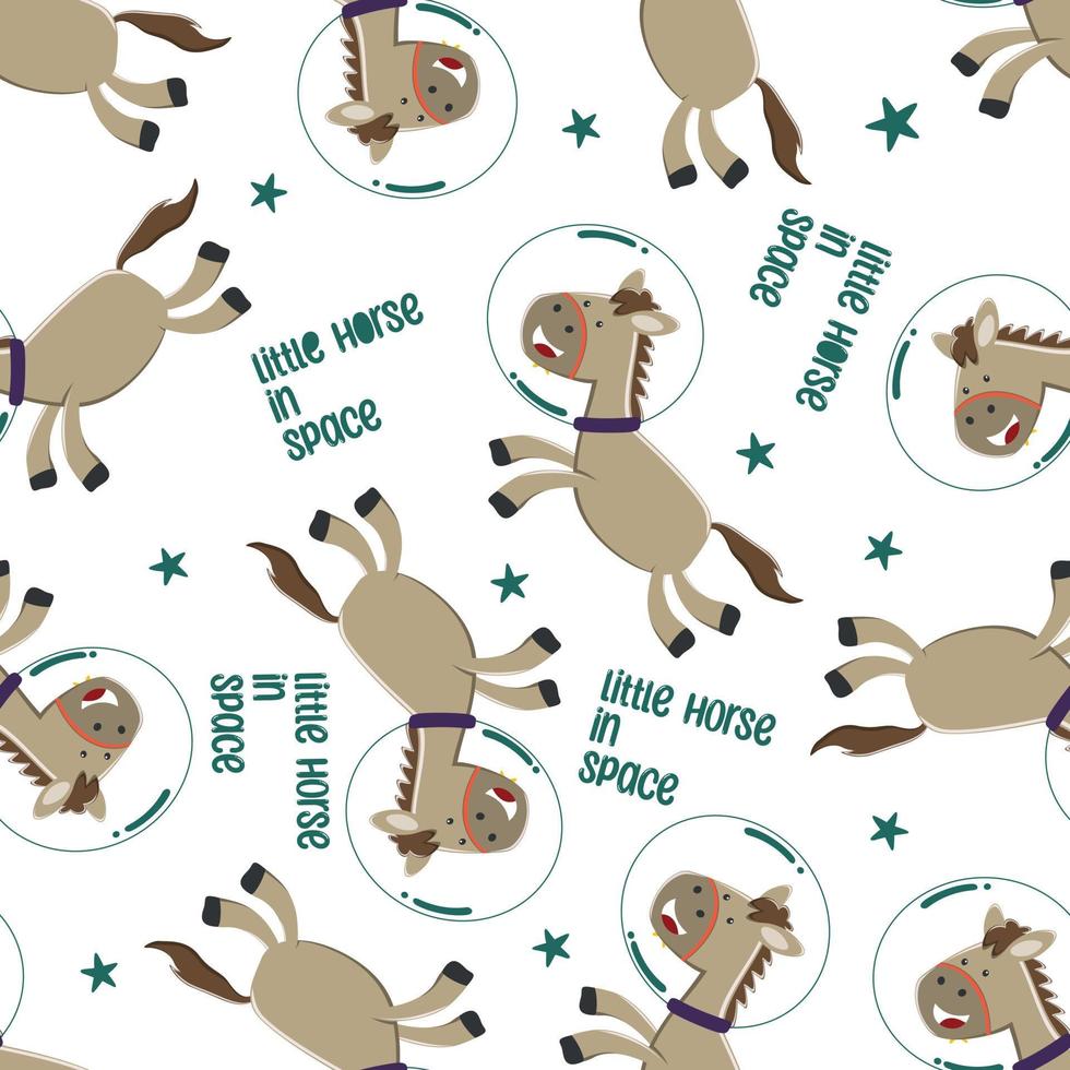 Seamless pattern of cute animal astronaut exploring the red planet. Mission to search for traces of life. vector