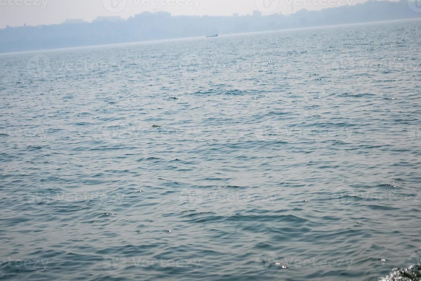 Amazing view of Arabian sea during the day time in Goa, India, Ocean view from wooden boat photo